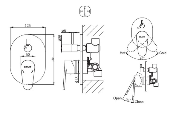 Смеситель для душа Bravat Eler 2-функц, Хром (FB848238CP-2-RUS)