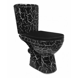 Унитаз-компакт &amp;quot;Комфорт&amp;quot; черный кракелюр (косой, нижн, сид. полип., 2-кн.арм) (Rosa) - 4640021064955 