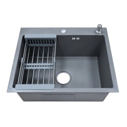 Кухонная мойка AZARIO NICOLE (500*500*220) нержавеющая сталь серая (сифон, диспенсер,коландер) (AZG5050N)