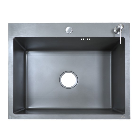 Кухонная мойка AZARIO NICOLE (500*500*220) нержавеющая сталь серая (сифон, диспенсер,коландер) (AZG5050N)