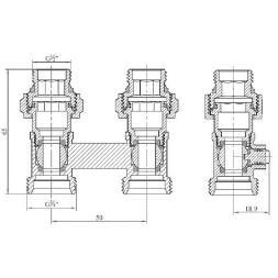 Узел нижнего подключения 1/2x3/4ЕК OGINT прямой двухтруб - 022-4041
