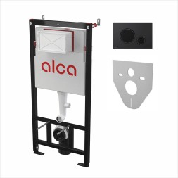 Комплект системы инсталляции Alcadrain для под. унитаза AM101/1120-4в1 RU M678-0001 (кнопка черная) - AM101/1120-4:1 RU M678-0001