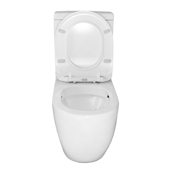 Унитаз-компакт Azario Renda 615х365х840 напольный, безободковый,  в комплекте с арматурой, сиденье микролифт, белый (AZ-8693)