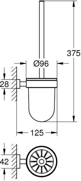 Ершик для унитаза Grohe Essentials Cube стекло, хром (40513001)