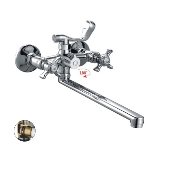 Смеситель для ванны и раковины 1/2 кер HB2224 HAIBA картридж перекл L-нос КРЕСТ - HB2224 