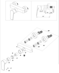 Смеситель для душа AZARIO TREYA без излива, хром (AZ-15680621)