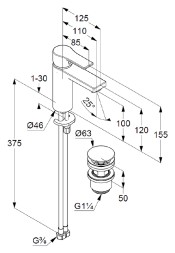 Смеситель для раковины KLUDI ZENTA SL 100, донный клапан PUSH-OPEN, хром (482980565)