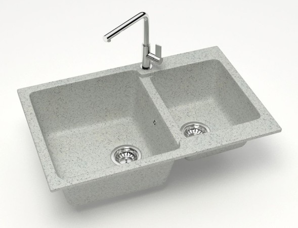 Кухонная мойка AZARIO Grand 765х500х190 двойная, искусственный мрамор, цвет Светло серый (CS00079906)