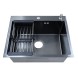 Кухонная мойка AZARIO NICOLE (500*500*220) нержавеющая сталь черная соты (сифон, диспенсер,коландер) (AZB5050H)
