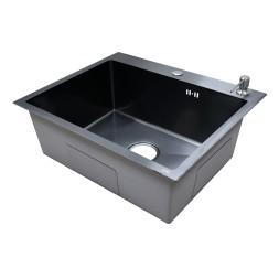 Кухонная мойка AZARIO NICOLE (500*500*220) нержавеющая сталь черная соты (сифон, диспенсер,коландер) (AZB5050H)