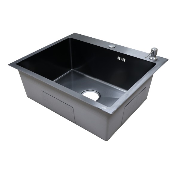 Кухонная мойка AZARIO NICOLE (500*500*220) нержавеющая сталь черная соты (сифон, диспенсер,коландер) (AZB5050H)