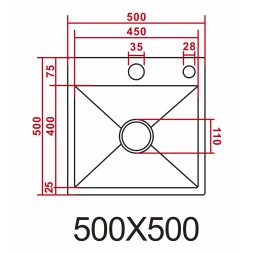Кухонная мойка AZARIO NICOLE (500*500*220) нержавеющая сталь черная соты (сифон, диспенсер,коландер) (AZB5050H)