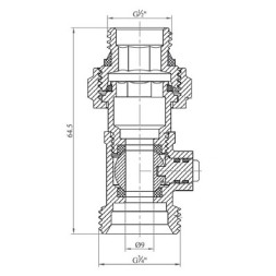 Узел нижнего подключения 1/2x3/4ЕК OGINT прямой раздельный - 022-4722