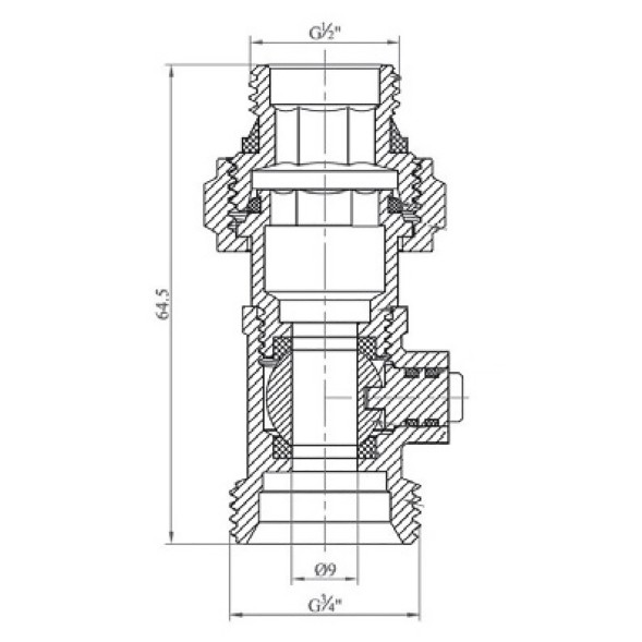 Узел нижнего подключения 1/2x3/4ЕК OGINT прямой раздельный - 022-4722 
