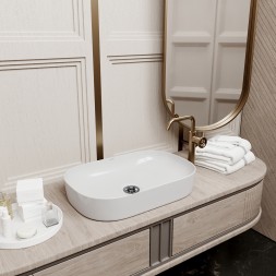 Раковина накладная на столешницу WAVE Slim 600*400*145 ш*г*в без перелива,белый,прямоуг - 552549