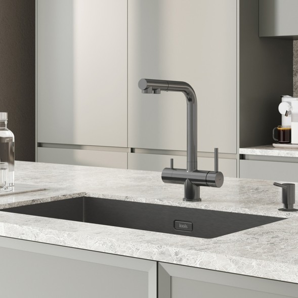 Смеситель для кухни 35к IDDIS UMBGMPFi05 &amp;quot;Umbra&amp;quot; с вых для пит.фильтра выс.пов.излив, п/гайку ГРАФИТ - UMBGMPFi05 