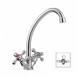 Смеситель для кухни 1/2 кер L4012 Ledeme КРЕСТ 3-х лепес, силумин - L4012 