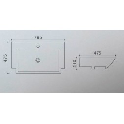 Раковина Azario 79,5х47,5х21 подвесная, белый (AZ-40094)