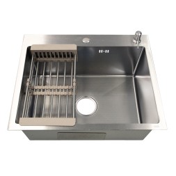 Кухонная мойка AZARIO NICOLE (500*500*220) нержавеющая сталь серебро соты (сифон, диспенсер,коландер) (AZS5050H)