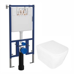 Сет LORANTO Инсталляция + Унитаз Delphi подвесной, безободковый, с системой смыва Tornado в комплекте с быстросъемным сиденьем микролифт (4501+91343)