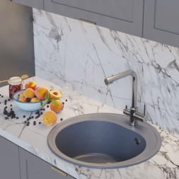 Мойкa ML-GM11 КОМФОРТ круглая, графит (342), 500мм (глуб. чаши 180) - 00-00009308 