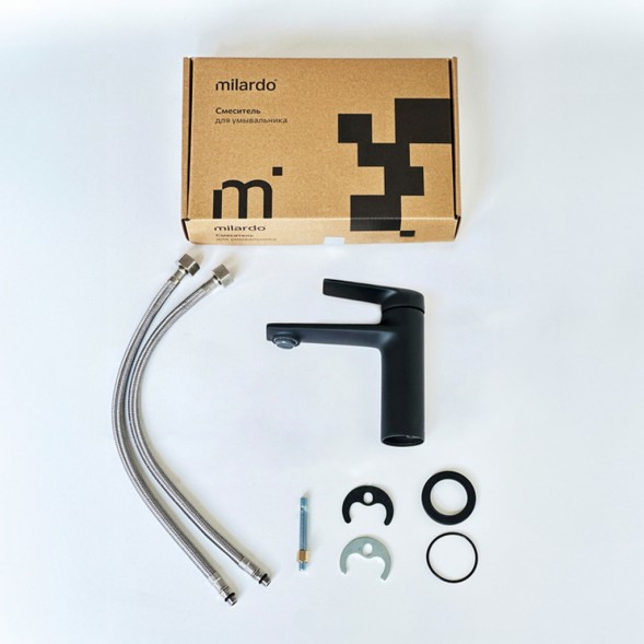 Смеситель для раковины 35к Milardo 	AZUBL00M01 &amp;quot;Azure&amp;quot; литой, п/шпильку, ЧЕРНЫЙ матовый - AZUBL00M01 