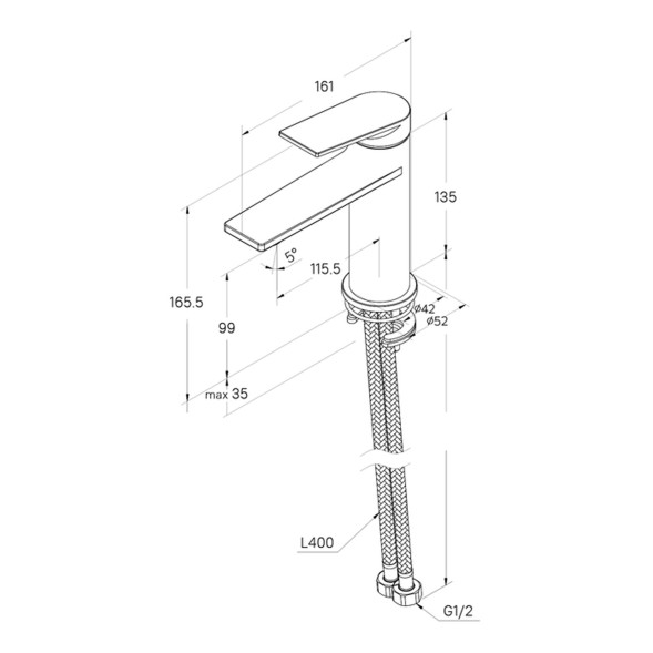 Смеситель для раковины 35к Milardo 	AZUBL00M01 &amp;quot;Azure&amp;quot; литой, п/шпильку, ЧЕРНЫЙ матовый - AZUBL00M01 