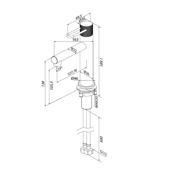 Смеситель для раковины 26к IDDIS DUNGM00i01 &amp;quot;Duna&amp;quot; литой, под гайку,  ГРАФИТ мат - DUNGM00i01 