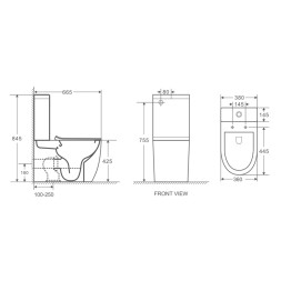 Унитаз-компакт Azario Grado 665х380х845 напольный, безободковый с бачком и сидением микролифт (AZ-2141)