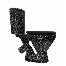 Унитаз-компакт "ЭЛЕГАНТ" черный кракелюр (косой, нижн, сид.полип., арм) (Rosa) - 4640021064993