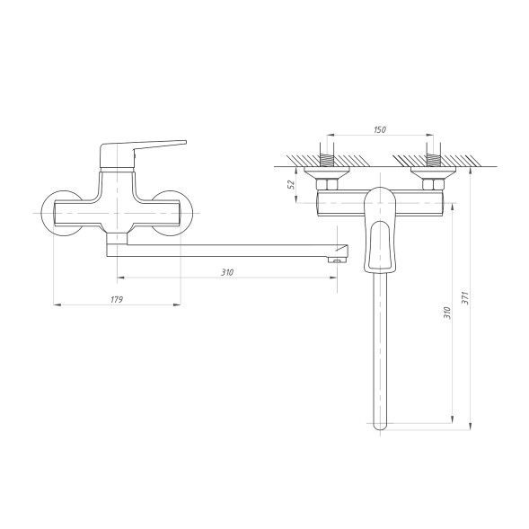 Смеситель для ванны и раковины 40к ПРОФСАН ПСМ-777-017 &amp;quot;ПЛЮС&amp;quot;  эксцентрики &amp;quot;ЕВРО&amp;quot;,  ХРОМ - PSM-777-017 