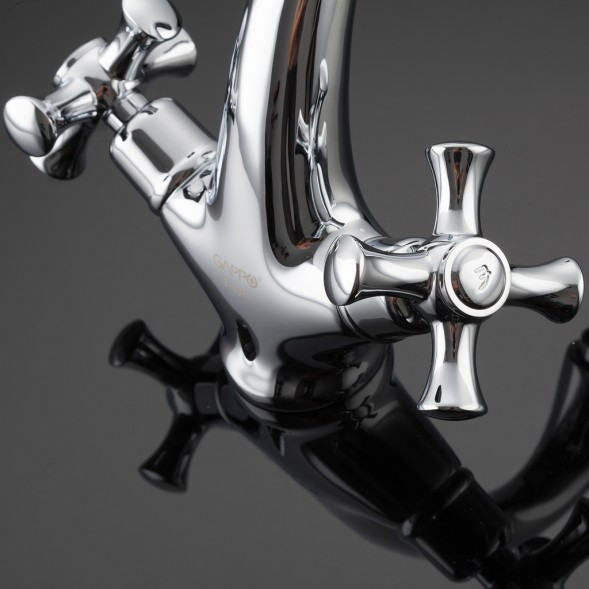 Смеситель для раковины 1/2 кер G1042 GAPPO литой, креп. 2 шпильки, ХРОМ - G1042 