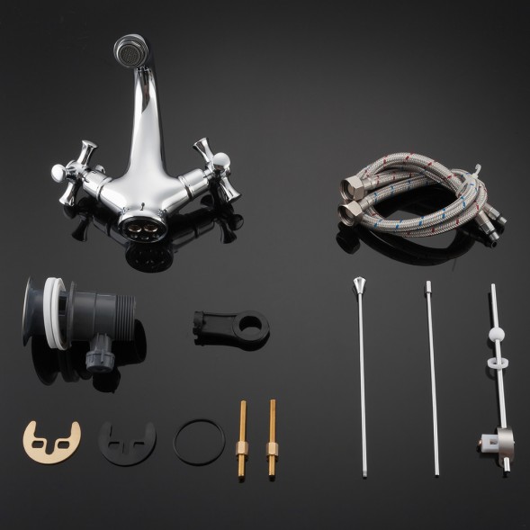 Смеситель для раковины 1/2 кер G1042 GAPPO литой, креп. 2 шпильки, ХРОМ - G1042 