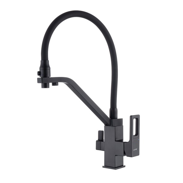 Смеситель для кухни 35k G4317-6 GAPPO с вых. для питьевого фильтра, гибкий излив ЧЕРНЫЙ - G4317-6 