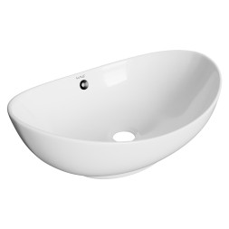 Раковина накладная на столешницу WAVE Star 590*390*195 ш*г*в с переливом,белый,овал - 552547