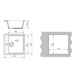 Мойка ML-GMS21 СТАНДАРТ прямоугольная, светло-серый (310), 565*505*200мм - 00-00002390 