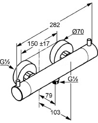 Смеситель для душа Kludi Bozz с термостатом, хром (352030538)