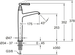 Смеситель для раковины - чаши Jacob Delafon Cleo 1889 Золото глянцевое (E24309-BGG)