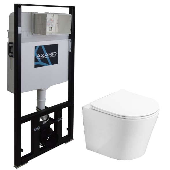 Сет AZARIO инсталляция + Унитаз подвесной Azario Atrio 490x365x360 безободковый, с быстросъемным сиденьем микролифт (AZ-8010-1000+AZ-2330)