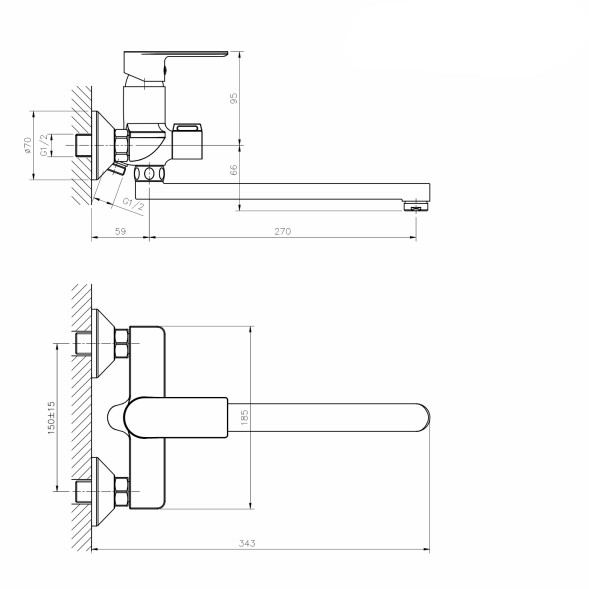 Смеситель для ванны и раковины 35k MIXLINE ML26-02 &amp;quot;Life&amp;quot; - ML26-02 