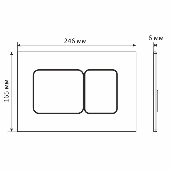 Кнопка смыва WAVE SS03 универсальная, ХРОМ, прямоугольная, НЕРЖ - 554036 