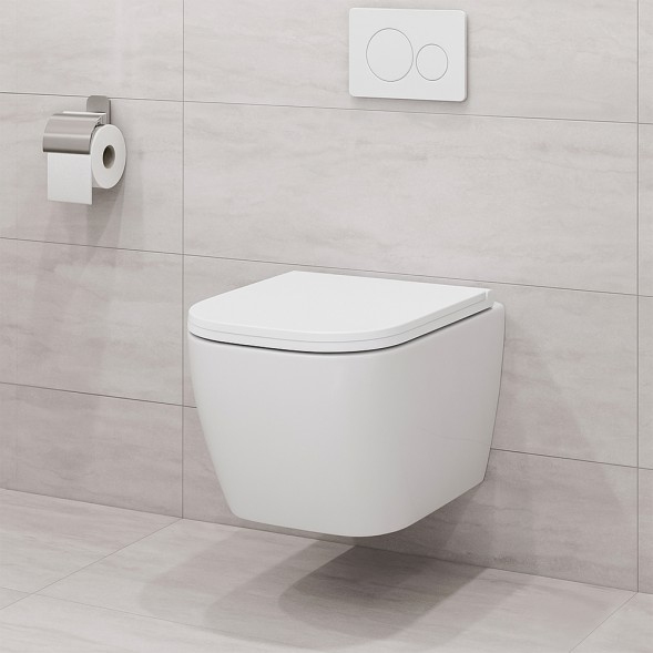 Унитаз подвесной Azario LEGENDA 490x345x325 безободковый, система смыва &amp;quot;Скрытое торнадо&amp;quot;, в комплекте с быстросъемным сиденьем микролифт (AZ-2305AS)