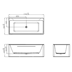 Ванна акриловая Azario Dew 1700x800x600 отдельностоящая, в комплекте с сифоном и металлической рамой (AZ-8673-1.7)
