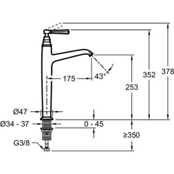Смеситель для раковины - чаши Jacob Delafon Cleo 1889 хром (E24309-CP)