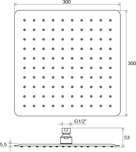 Верхний душ Ravak Chrome Slim 982.00, квадратный, хром (X07P016)