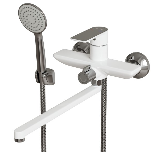 Смеситель для ванны и раковины 35k MIXLINE ML33-02 &amp;quot;City White&amp;quot; БЕЛЫЙ/ХРОМ - ML33-02 