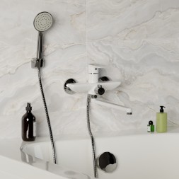 Смеситель для ванны и раковины 35k MIXLINE ML33-02 "City White" БЕЛЫЙ/ХРОМ - ML33-02