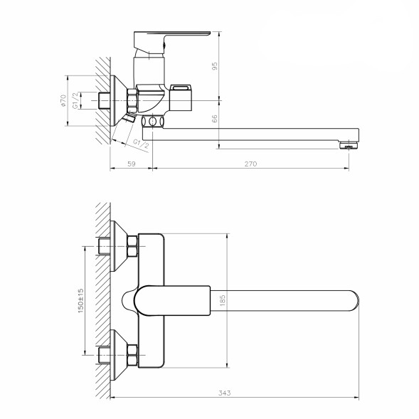 Смеситель для ванны и раковины 35k MIXLINE ML33-02 &amp;quot;City White&amp;quot; БЕЛЫЙ/ХРОМ - ML33-02 