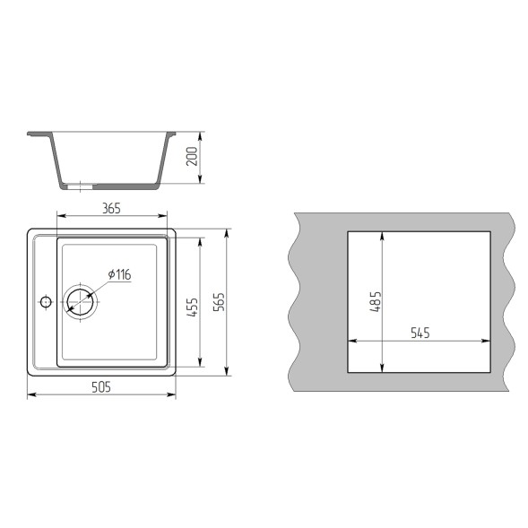 Мойка ML-GMS21 СТАНДАРТ прямоугольная, терракот (307), 565*505*200мм - 00-00002565 