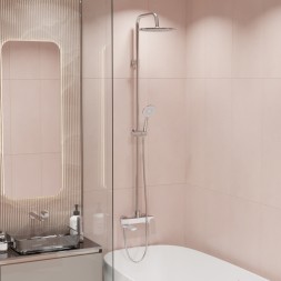 Душевая система 35к MIXLINE ML41-06"Swan White"излив лейка 3 поз.+лейка"Тропический душ"БЕЛЫЙ/ХРОМ - ML41-06